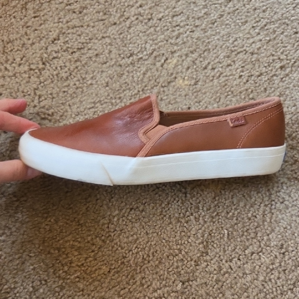 Brown Leather Slip-On Sneakers